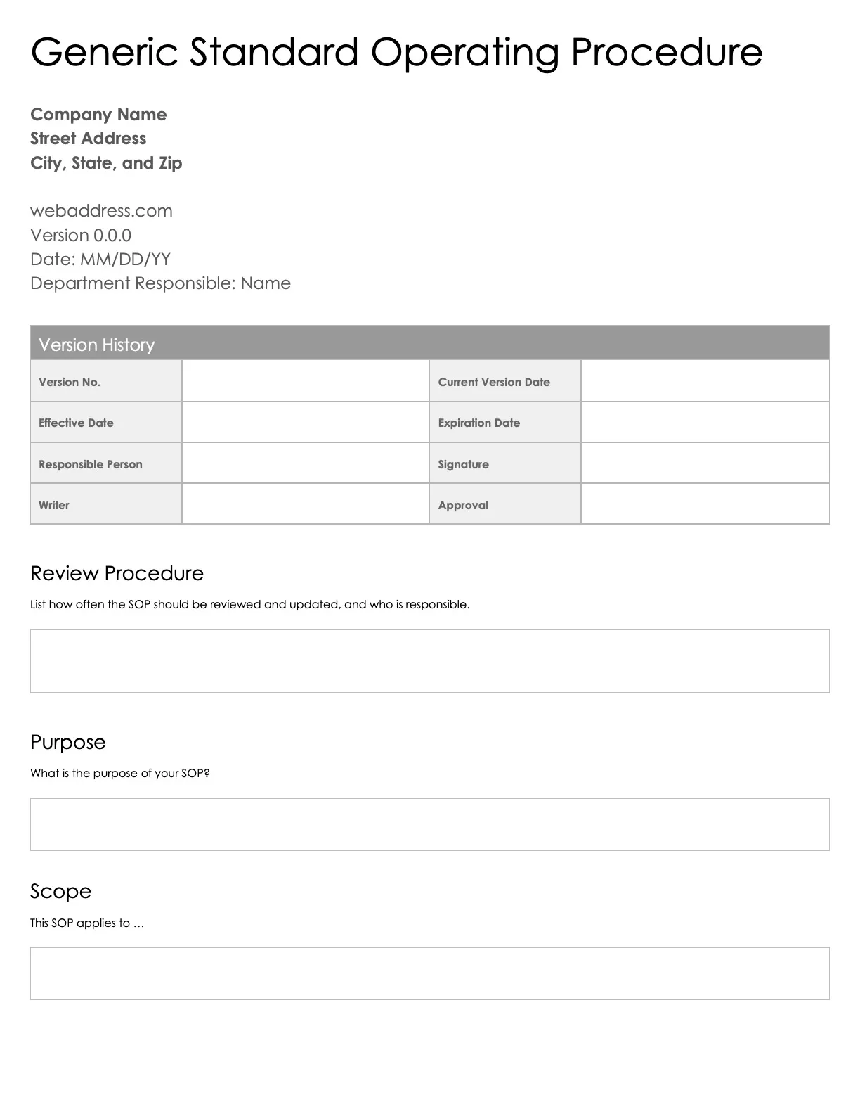 SOP Template Preview